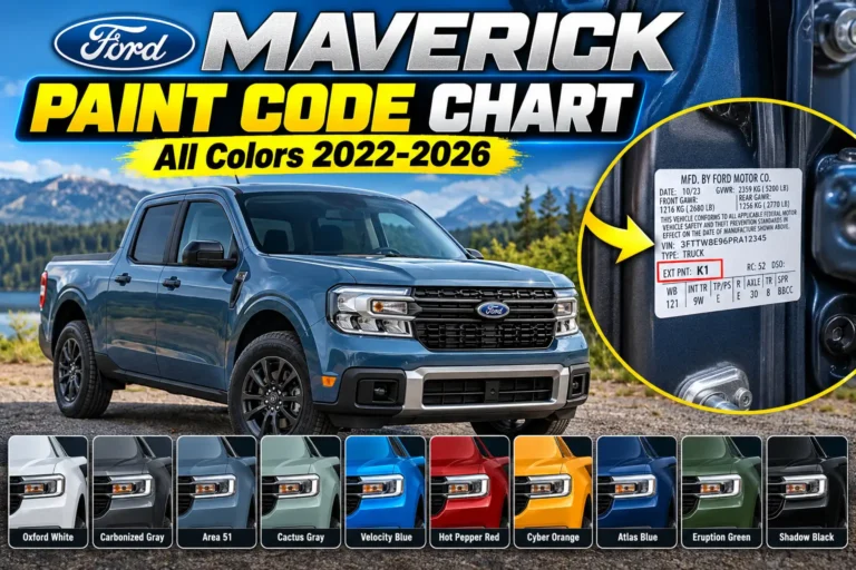 Ford Maverick Paint Code Chart: All Colors 2022-2026